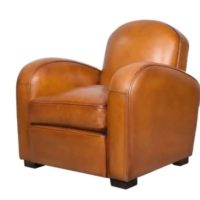 Fauteuil club enfant Hemingway, cuir miel, vue de 3/4