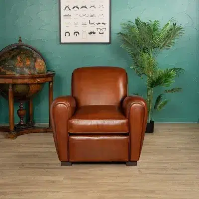 Fauteuil club cuir Chaplin havane en ambiance