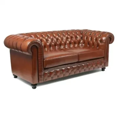 Chesterfield sofa in havana basane leather