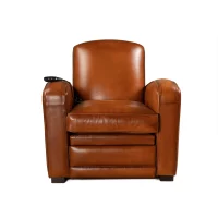 Fauteuil club cuir relax Grand Carré havane, vue de face