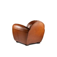 Fauteuil club cuir Eugène havane, vue de 3/4 dos