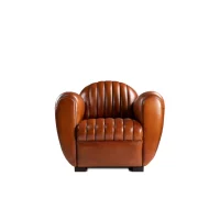 Fauteuil club cuir Eugène havane, vue de face