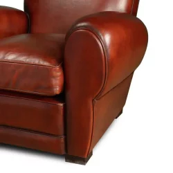 Fauteuil club cuir Grand Moustache cognac, zoom accotoir